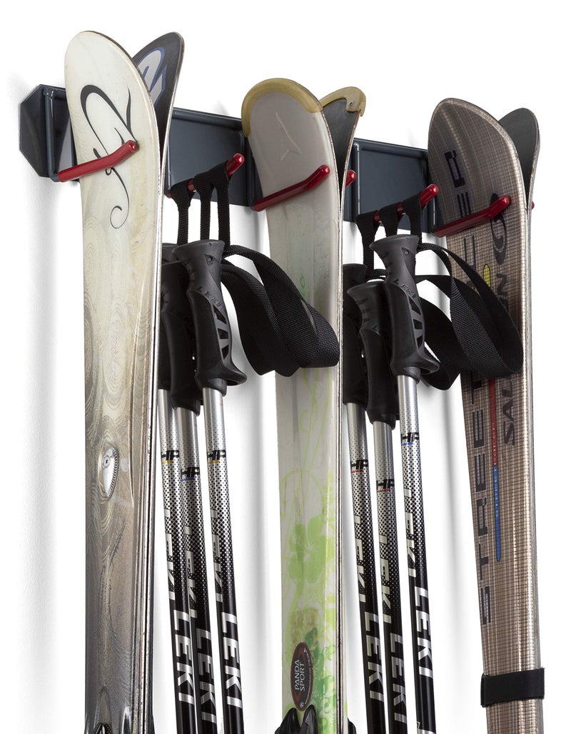 Wealers Wall Mounted Horizontal Rack for Storage of Skis and Poles-Heavy Duty Weatherproof Nonslip Garage Wall Organizer for Carrying Snowboard, Hockey Sticks, Skates, Helmets (Large, 2 Ski Sets) - Image 1